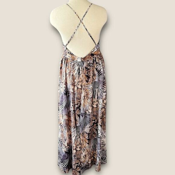 Sweet Generis Strappy Plunging Open Back Maxi Swing Dress Size 3X Bohemian Print - Picture 3 of 14